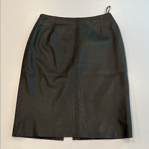 Casual Corner Genuine Black Leather Skirt, Size 4